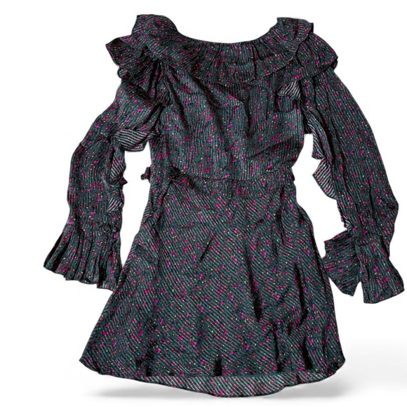 Free People Sweetest Thing Mini Dress - Black with Red and Green Accents - Picture 3 of 8